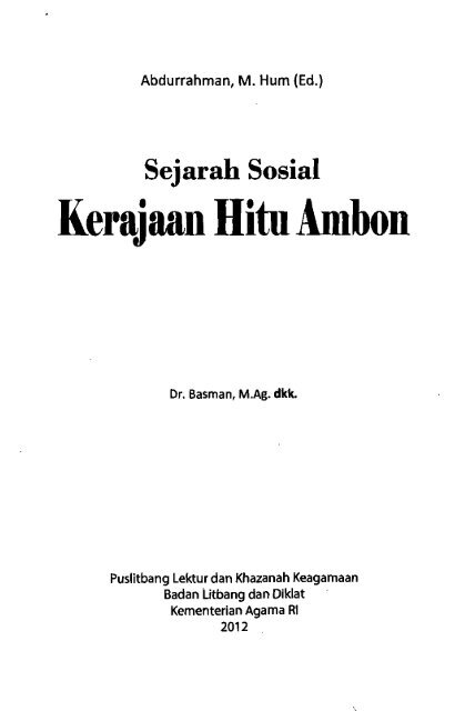 Sejarah sosial Kerajaan Hitu Ambon - PDII â LIPI