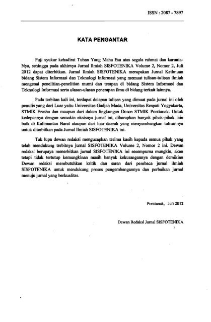 Jurnal Ilmiah STMIK Pontianak Sisfotenika - PDII â LIPI