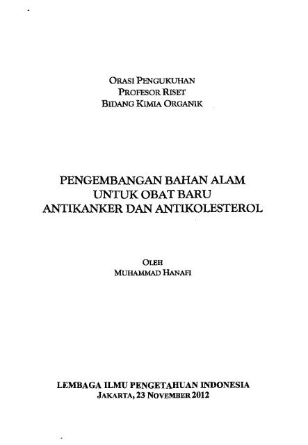 Pengembangan Bahan Alam Untuk Obat Baru ... - PDII â LIPI