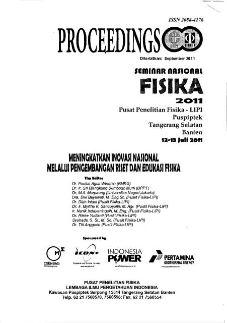 Proceeding Seminar Nasional Fisika 2011 - PDII â LIPI