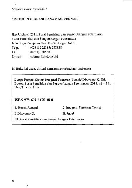 SISTEM INTEGRASI TANAMAN-TERNAK - PDII â LIPI