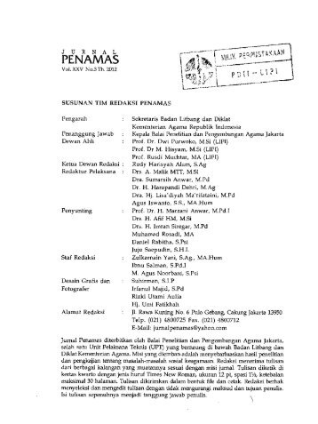 Penamas: Jurnal Penelitian Agama Dan Masyarakat - PDII â LIPI