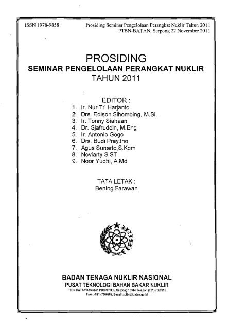Prosiding Seminar Pengelolaan Perangkat Nuklir 2011 - PDII â LIPI