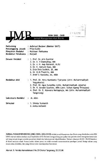 Jurnal Manajemen dan Bisnis - PDII â LIPI