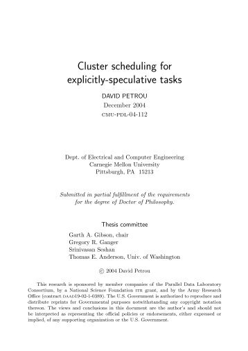 Cluster scheduling for explicitly-speculative tasks - Parallel Data Lab ...