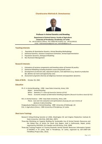 Full CV - University of Peradeniya