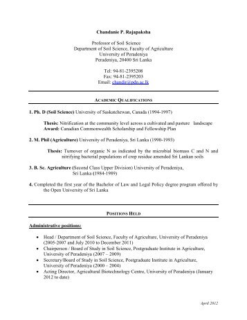 Full CV - University of Peradeniya