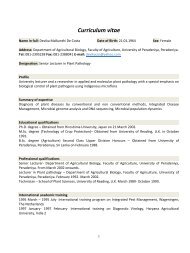 Curriculum vitae - University of Peradeniya