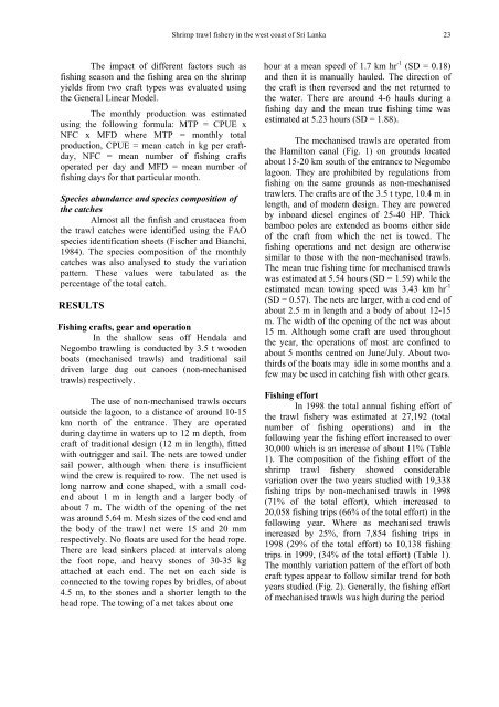 PRESENT STATUS OF THE SHRIMP TRAWL FISHERY IN THE ...