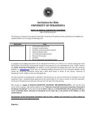 Invitation for Bids UNIVERSITY OF PERADENIYA