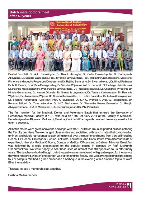 News Letter June 2011 - University of Peradeniya