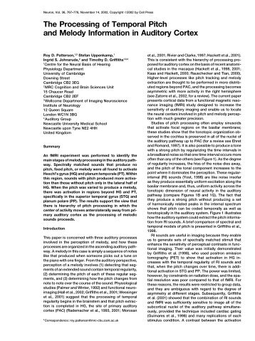 The Processing of Temporal Pitch and Melody Information in ...