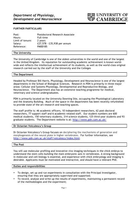 PM00185_Further particulars - Department of Physiology ...