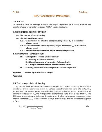 INPUT and OUTPUT IMPEDANCE