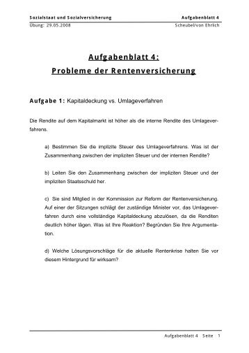 Aufgabenblatt 4: Probleme der Rentenversicherung