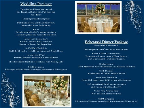 Wedding and Rehearsal Menu - Wyndham Peabody Court Hotel