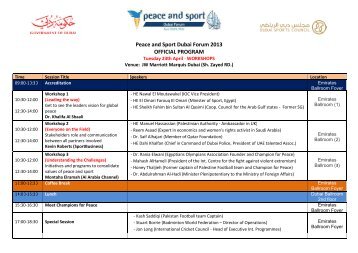 Peace and Sport Dubai Forum 2013 - Official Program ...
