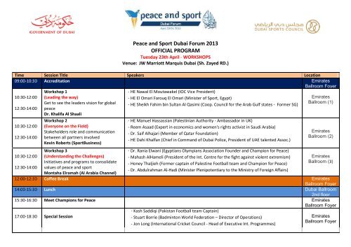 Peace and Sport Dubai Forum 2013 - Official Program ...