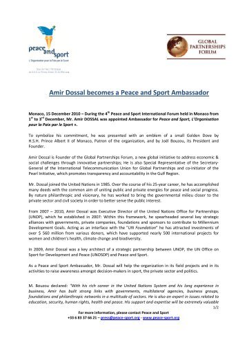 Amir Dossal becomes a Peace and Sport Ambassador