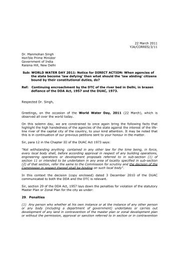 Letter sent to Hon'ble PM of India (Reg. Notice for Direct Action)