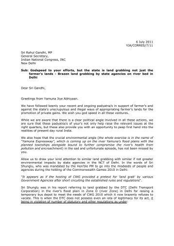 Letter to Sri Rahul Gandhi _Reg. Brazen land grabbing by state ...