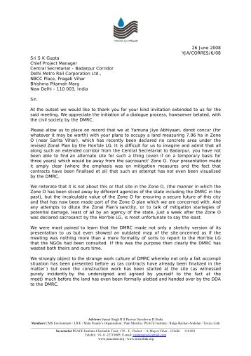 Letter to DMRC - 26.6.08 (PDF). - PEACE Institute Charitable Trust