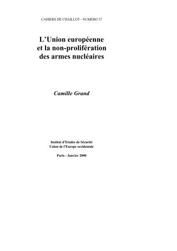 L'Union EUROPEENNE ET LA NON-PROLIFERATION DES ARMES ...