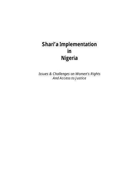 Shari'a Implementation in Nigeria - Peace Palace Library