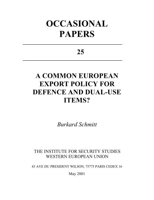 A common European export policy for defence and dual-use items?