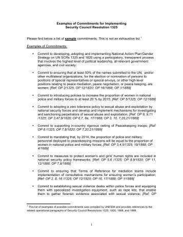 Commitments Sample [PDF, 93KB] - PeaceWomen