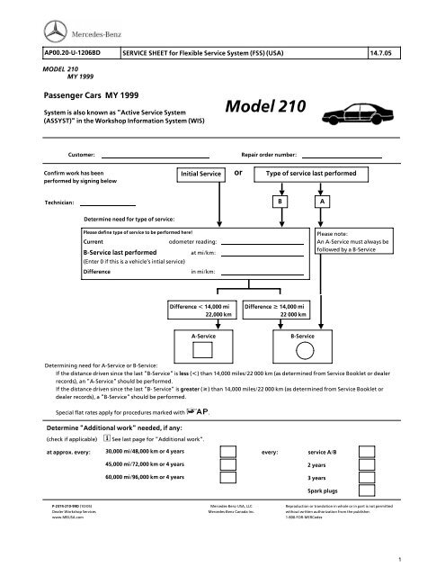 210 Service Sheet.pdf - PeachParts Mercedes ShopForum