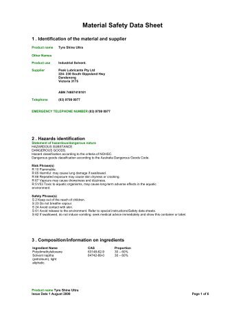 Material Safety Data Sheet - PEAK OIL