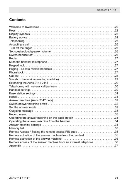 Aeris 214/214T - Swissvoice.net