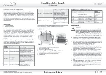 Funk-Lichtschalter doppelt Bedienungsanleitung - Pearl