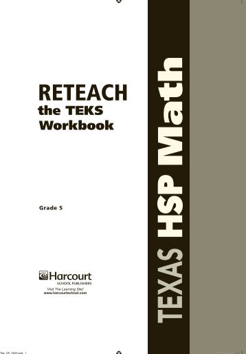 HSP Reteach Workbook