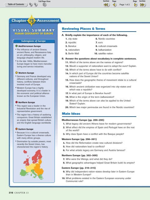 Reviewing Places & Terms Main Ideas