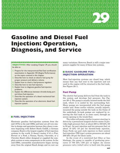 Gasoline and Diesel Fuel Injection Operation Pearson Canada