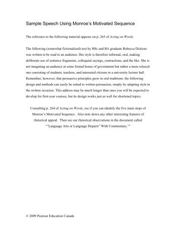 Outline for Monroe’s Motivated Sequence | CST Principles of Public Speaking monroe motivated sequence outline