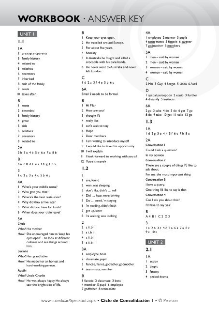 WORKBOOK Â· ANSWER KEY - Pearson ELT