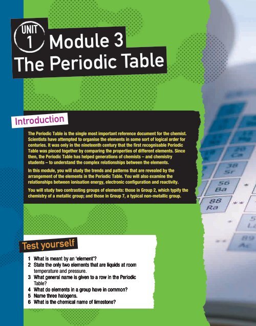 Unit 1 Module 3 The Periodic Table - Pearson Schools