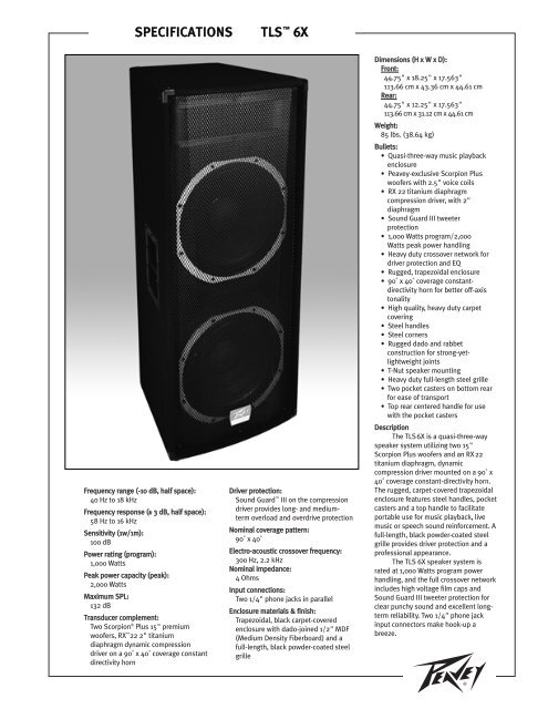peavey tls 2 speakers