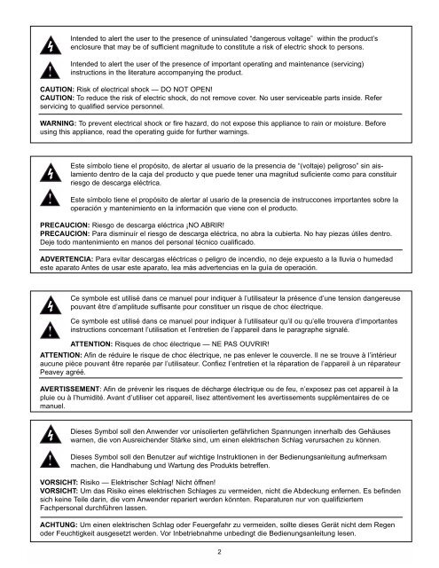 BAM 210 Operation Manual - Peavey.com