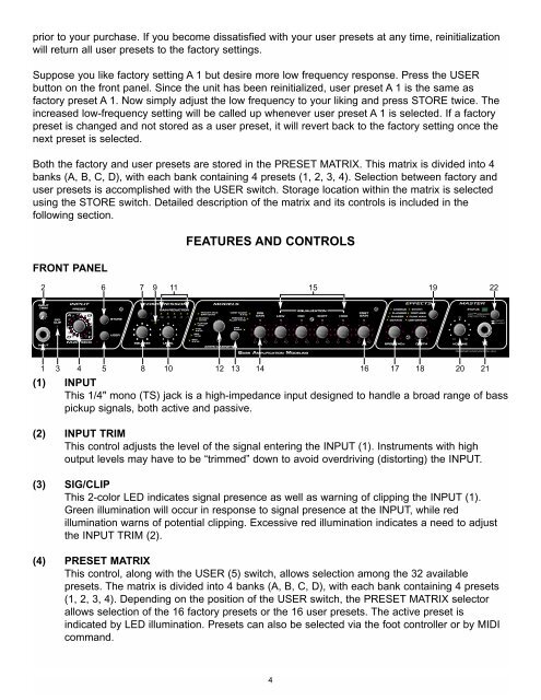 BAM 210 Operation Manual - Peavey.com