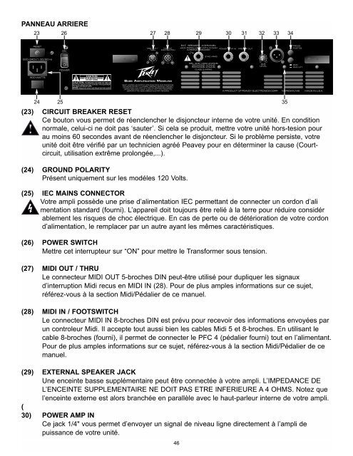 BAM 210 Operation Manual - Peavey.com