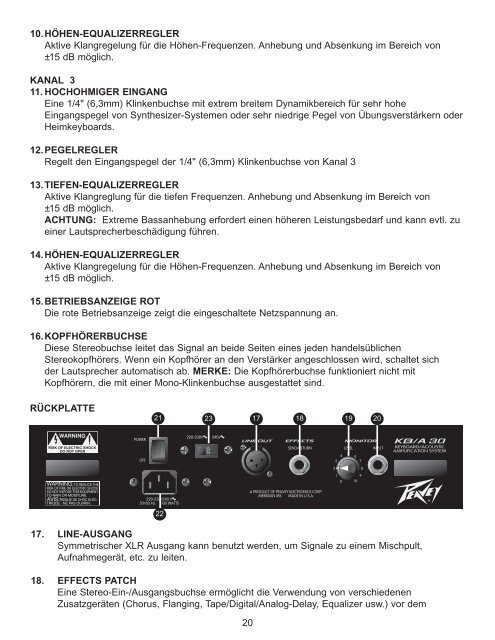 KB/A 30 om2 - Peavey.com