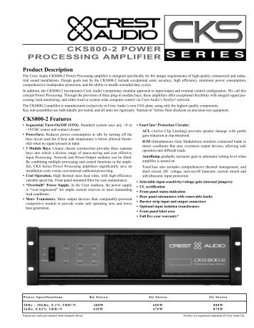 CKS800-2 POWER PROCESSING AMPLIFIER - Crest Audio