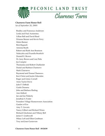 Charnews Farm Honor Roll - Peconic Land Trust