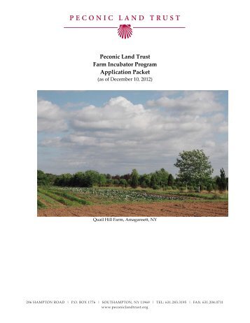 Farm Incubator Program Application Packet - Peconic Land Trust