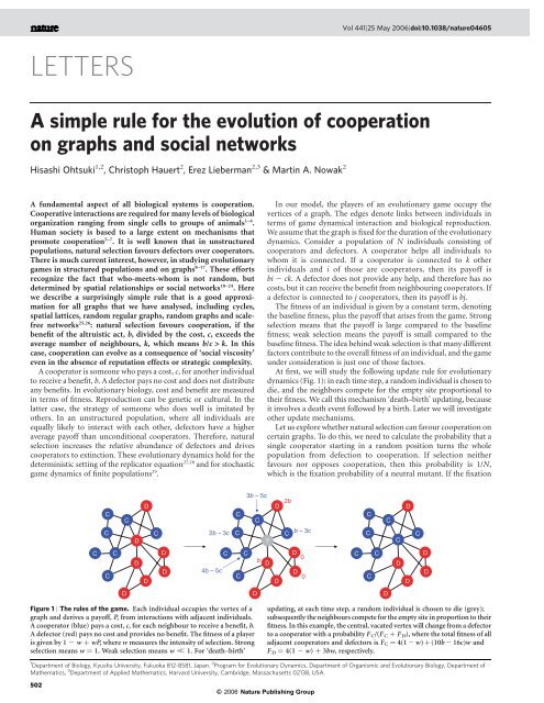 A simple rule for the evolution of cooperation on graphs and social ...