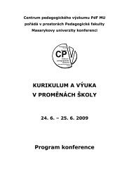 KURIKULUM A VÃUKA V PROMÄNÃCH Å KOLY Program konference